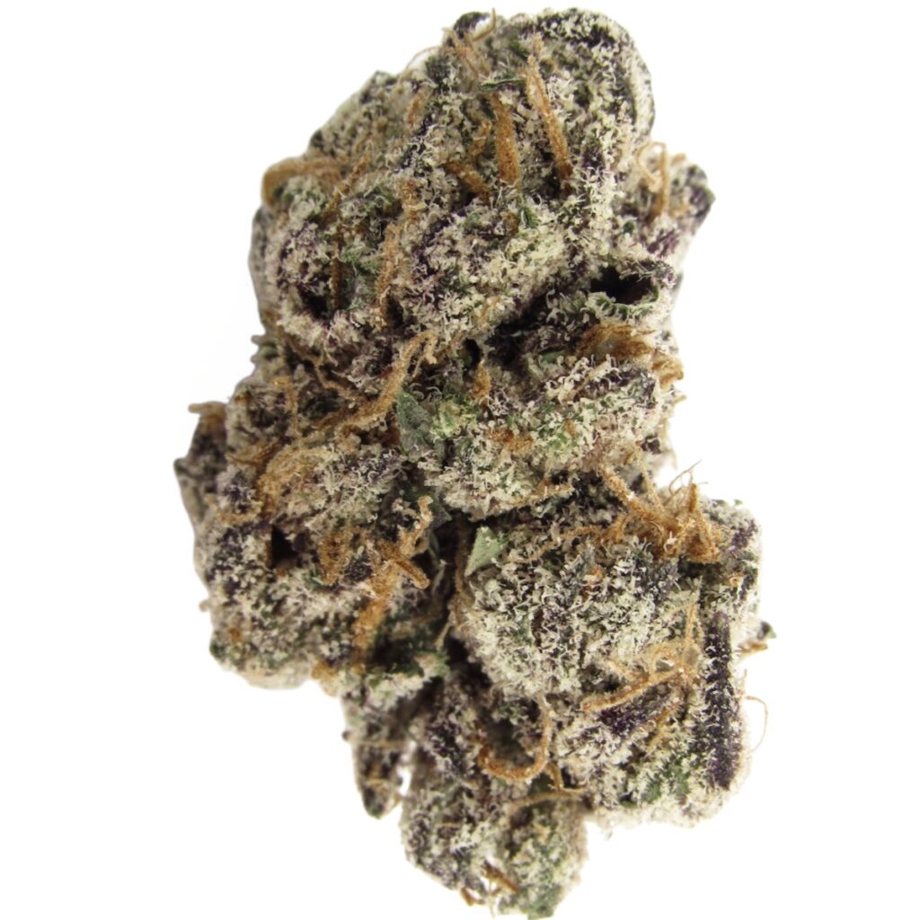 "Runtz (TZ) cannabis strain featuring vibrant buds with a mix of purple and green hues, coated in a dense layer of trichomes. The strain has a sweet, fruity aroma, blending tropical and candy-like notes. It’s known for its balanced effects, delivering a relaxing yet uplifting experience, perfect for stress relief and enhancing creativity. Runtz (TZ) is a hybrid that offers smooth smoke and a potent THC content."